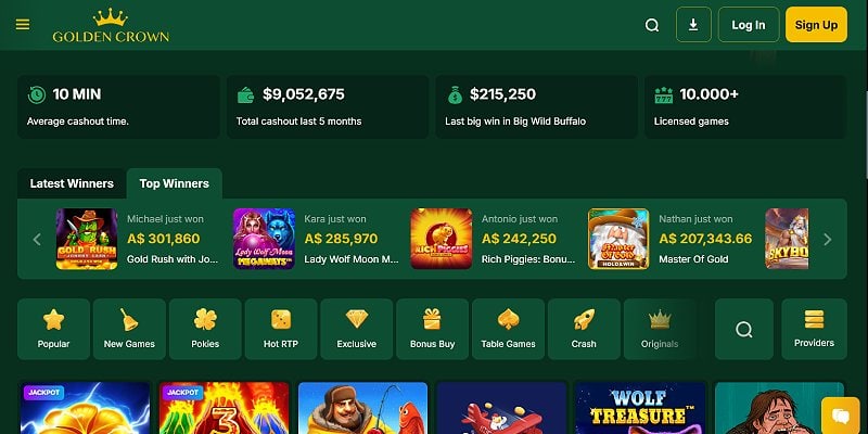 GoldenCrown PayID pokies site review