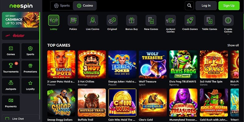 Neospin PayID pokies site review