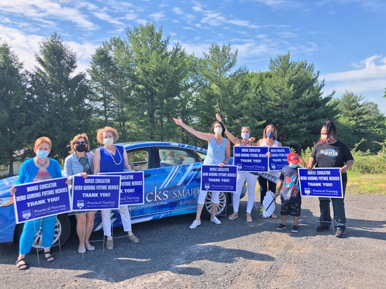 Bucks faculty drive 240 miles to deliver graduation greetings