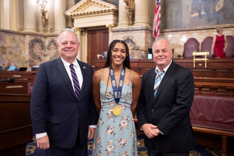 Warren, Santarsiero welcome Pennsbury state champ Kayli Williams to Capitol