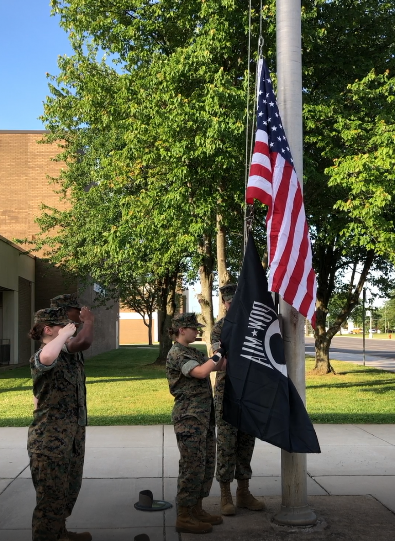 Bensalem High School MCJROTC raises POW/MIA flag