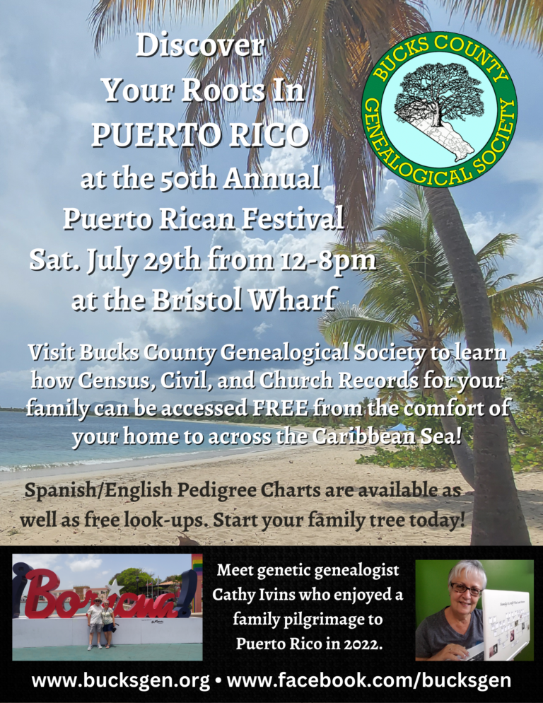 Bucks Genealogical Society at Puerto Rican Festival