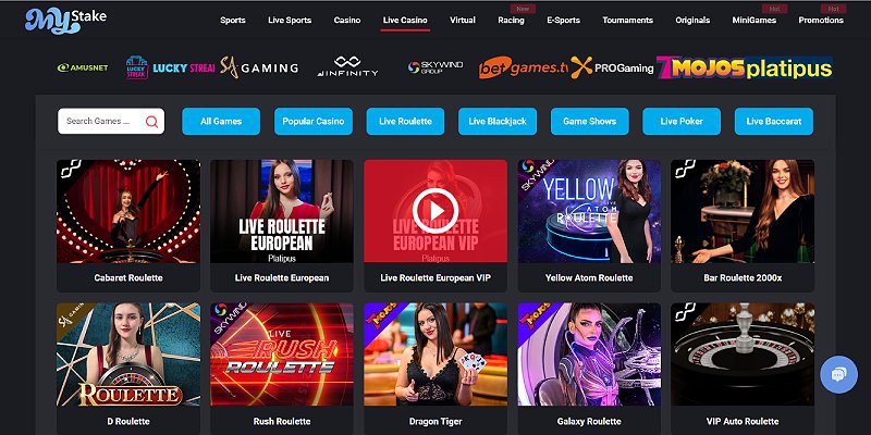 MyStake Casino EU - Live Casino