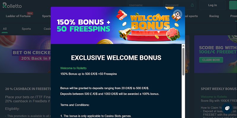 Rolletto Casino EU - Bonus