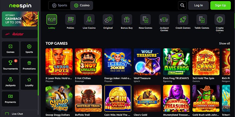 Neospin PayID pokies site review